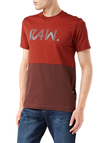 G-STAR RAW Męski t-shirt 7411 C&s, Wielokolorowy (Auburn/Brown Stone Color Block C336-c999), XS