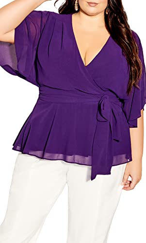 CITY CHIC Elegancka damska koszula kopertowa plus size, Jadeit, 40-Du?e rozmiary