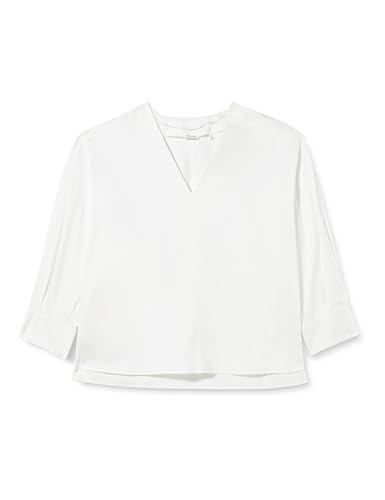 Seidensticker Damska bluzka - modna bluzka - Curvy Fit - dekolt w serek - długi rękaw - stretch - mieszanka bawełny, biały, 52