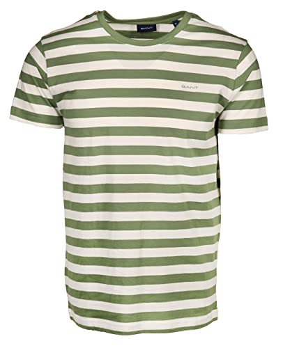 GANT Męski T-shirt Multistripe z wielokolorowymi paskami, Kalamata Green, 3XL