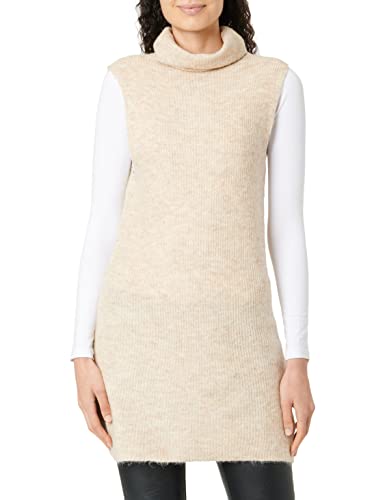 PIECES Damski sweter z golfem z długim rękawem Noos BC Pullunder, White Pepper, L