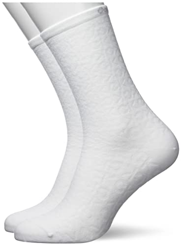 Calvin Klein Damskie skarpety z lustrzanym logo Ck (2 sztuki), biały, rozmiar uniwersalny