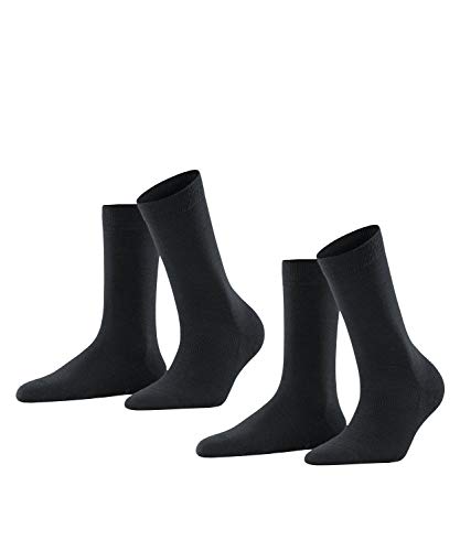 FALKE Kobiety Skarpety Softmerino 2-Pack W SO Wełna Merynosa Bawełna jednokolorowe 2 Pak, Szary (Anthracite Melange 3089), 41-42