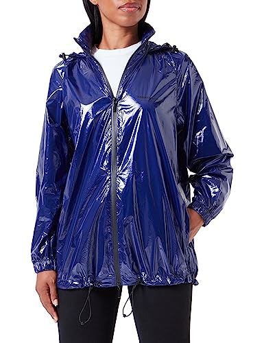 Armani Exchange Damska kurtka przeciwdeszczowa, z błyszczącą tkaniną, z odpinanym kapturem, krój casual fit, Blue Speed, L