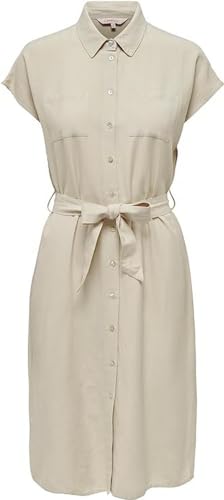 Bestseller A/S ONLKERRY SS Len Shirt Dress PNT NOOS sukienka, Oatmeal, XXS, owsianka, XXS