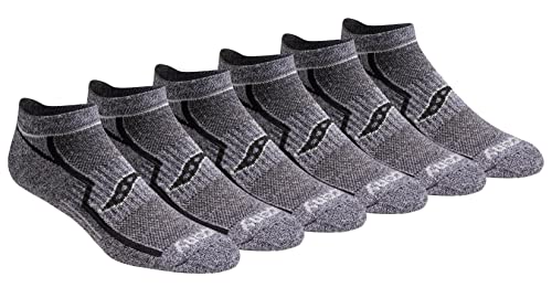 Saucony Skarpety męskie, wielopak Performance Comfort Fit No-Show (6 sztuk), Szary czarny (6 par), Large