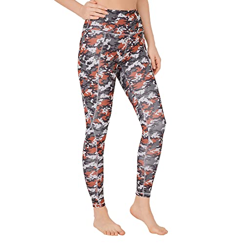 LOS OJOS Legginsy damskie Camo – wysoka talia wyszczuplające brzuch kamuflaż do ćwiczeń dla kobiet, węglowo-kasztanowy brązowy, XS