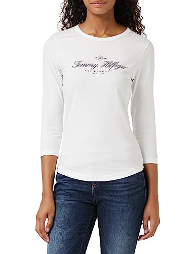 Tommy Hilfiger Topy damskie z dzianiny L/S, Th Optic White, XXS