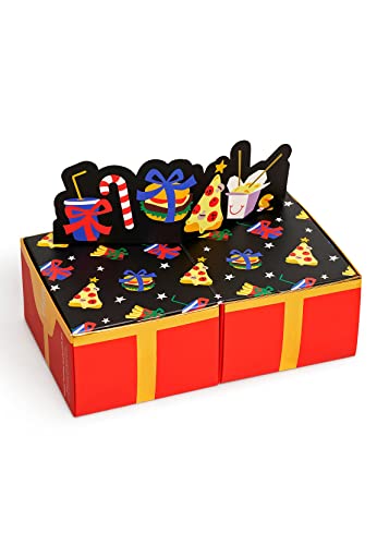 Happy Socks 4-Pack Happy Holiday Gift Set, Skarpety dla kobiet i mężczyzn, Czerwony-Żółty-Niebieski-Pomarańczowy-Biały (36-40)