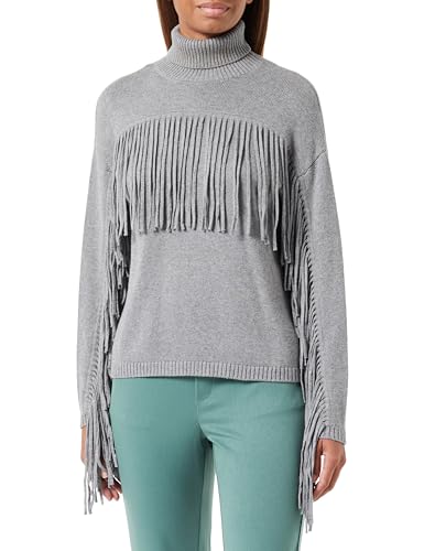 Replay Damski sweter z golfem z frędzlami, M06 Medium Grey Melange, L