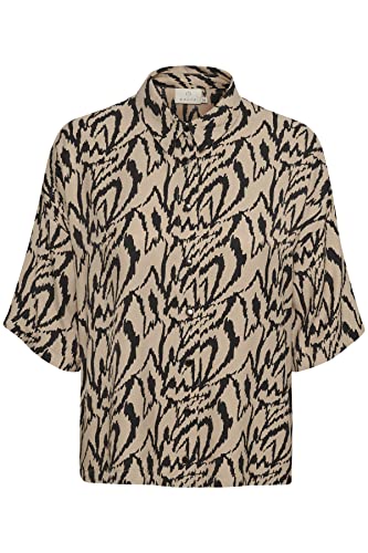 KAFFE Kacriti Koszula Bluzka damska, Piasek/Czarna grafika, 38