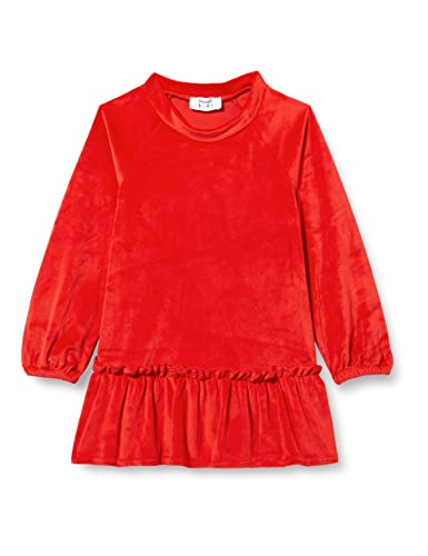Trendyol Dziewczęca damska mała mini standardowa dzianinowa sukienka z okrągłym dekoltem, czerwona, 5-6 lat, Czerwony, 5-6 lat