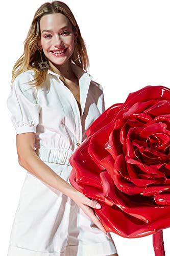 Trendyol Kombinezon damski, jednokolorowy, tkany kombinezon, Ecru, 36