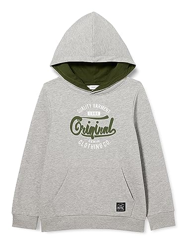 NAME IT Bluza chłopięca Nkmleco Ls Sweat Wh Bru Noos, szary melanż, 158-164