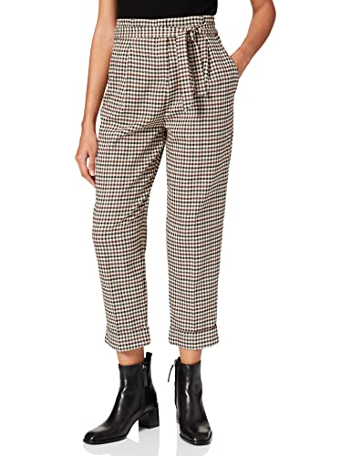 IPEKYOL Belted Gingham Wzór Trousers Spodnie Damskie, Kaki Jasny, 30