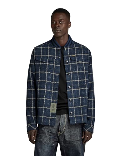 G-STAR RAW Męska kurtka bomber Collar Overshirt Jacket, Wielokolorowy (Rank Blue Dash Check D20662-d406-g085), XXL
