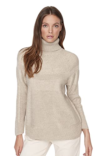 Trendyol Damska bluza z golfem zwykły regularny sweter, KAMIEŃ, L