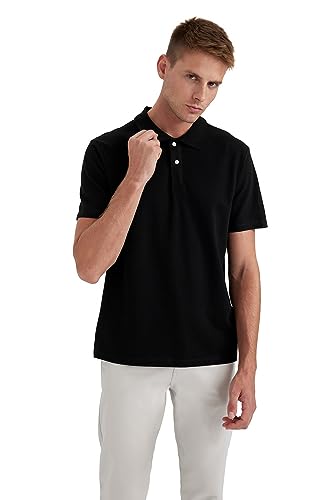 DeFacto Męska koszulka polo Basic – klasyczna koszulka dla mężczyzn, czarny, XS