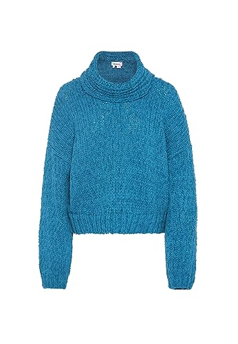 Ebeeza Damski sweter z dzianiny z golfem turkusowy M/L