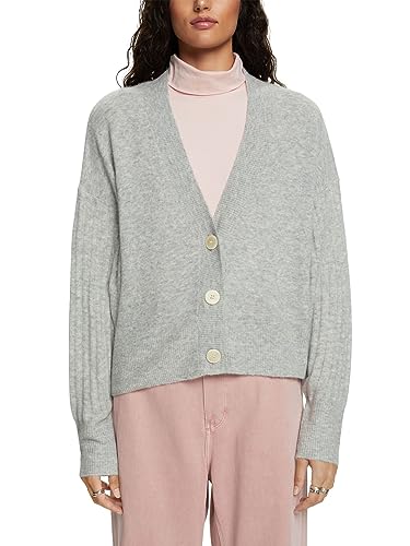 ESPRIT Damski kardigan z dzianiny, 044/jasnoszary 5, XS