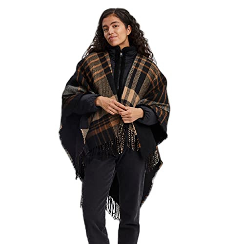 VERO MODA Women's VMJADIA GA NOOS Poncho, Black/Checks:IN Aztec+Tigers Eye+Birch, One Size, Black/Checks:in Aztec+tigers Eye+birch, jeden rozmiar
