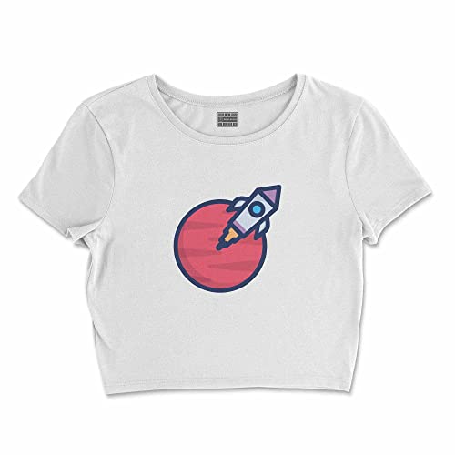 Bona Basics, Koszulka damska z nadrukiem cyfrowym,%100 bawełna, biała, casualowa, topy damskie, rozmiar: M, biały, M Krótki