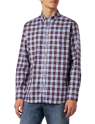 Seidensticker Męska koszula z długim rękawem o dopasowanym kroju, ciemnoczerwony, 39