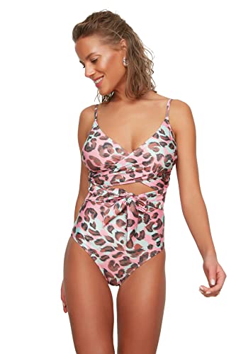 Trendyol Women's szczegółowy kostium kąpielowy z motywem lamparta One Piece Swimsuit, wielokolorowy, 42