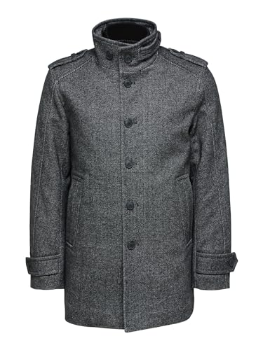 SELETED HOMME Płaszcz męski Slhnoah W Coat B Noos, Dark Grey/Wzór: Salt/Pepper, L