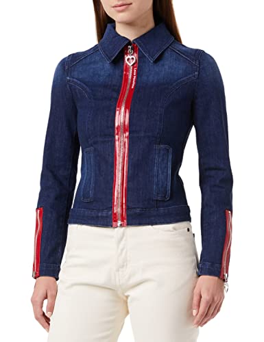 Love Moschino Tight Fit Kurtka Damska Kurtka, Dark Blue Denim, 36