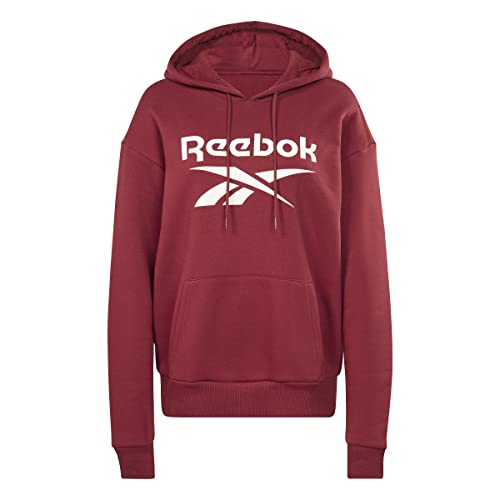 Reebok Damska bluza z kapturem z dużym logo, klasyczny bordowy, L, Klasyczne bordowe, L