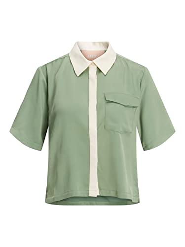 JACK & JONES Jjxx Jxlark Satin Ss Shirt Sn bluza damska, Loden Frost/Szczegóły: contrast Placket, XS