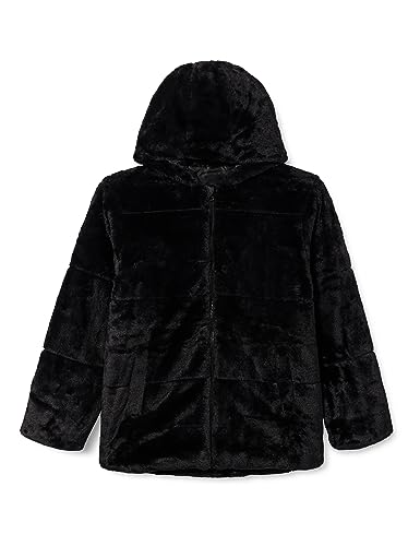 NAME IT Dziewczęca Nkfmosa Fake Fur Jacket W Hood Pb kurtka, czarny, 122 cm