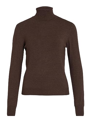 Vila Damski top z dzianiny z golfem, Shaved Chocolate, L