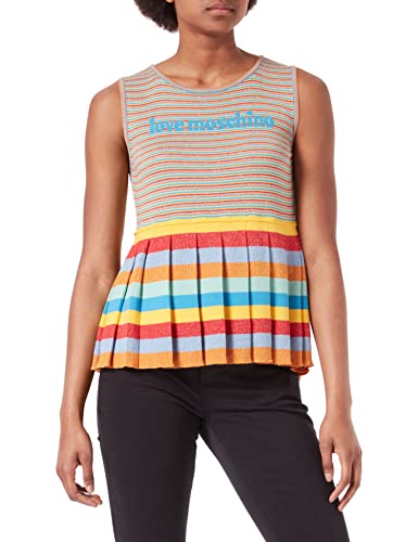 Love Moschino Damska koszulka Lurex Viscose-Cotton, Zielony, żółty, czerwony, fioletowy, pomarańczowy, 40