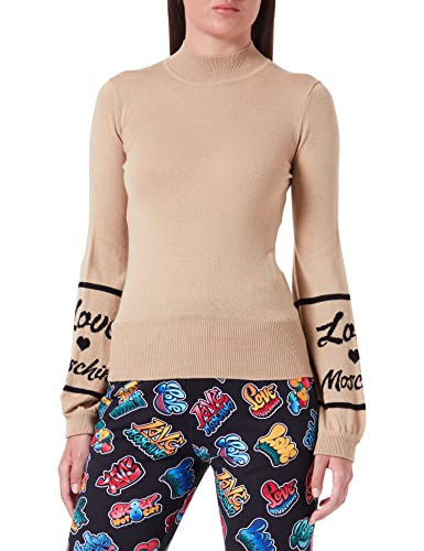 Love Moschino Damski top turtleneck, Melange Rust Light Brown, 42
