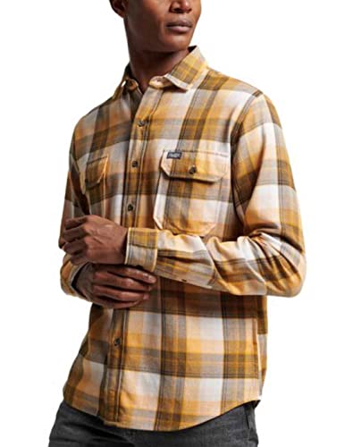 Koszula męska Supedry Flanner w kratę Żółty, Orange Twill Check, XXL