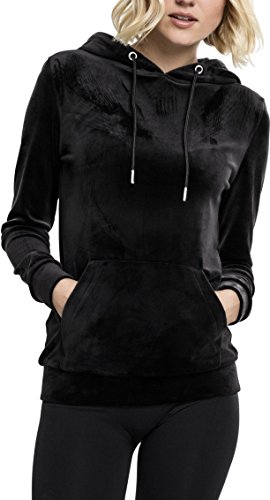 Urban Classics Damski sweter z kapturem Ladies Velvet Hoody, czarny (czarny 7), XS