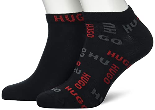 HUGO Męskie skarpetki 2P AS LOGOALLOVER CC Ankle_Socks, czarne 1, 39-42, czarny (Black1), 39-42