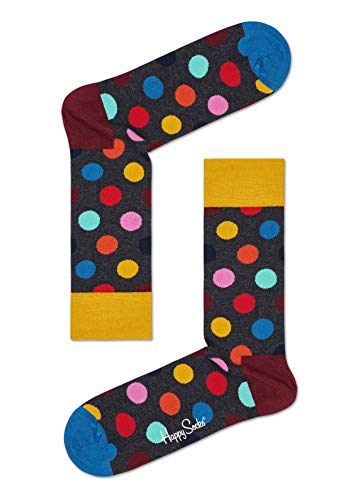 Happy Socks Big Dot Sock, kolorowe i zabawne, Skarpety dla kobiet i mężczyzn, Niebieski-Czerwony-Żółty (36-40)