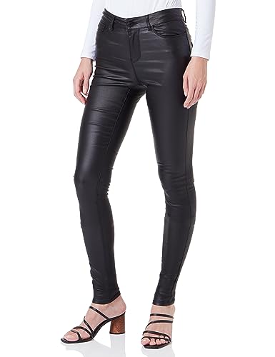 VERO MODA Damskie spodnie Vmseven Nw S Smooth Coated Pant TLL Noos, Black/Detail:coated, (L) W / 34L