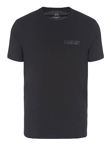 Armani Exchange Męski T-shirt Sustainable, logo z przodu, Cross Gender, Regular Fit, czarny, XL