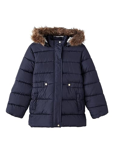 NAME IT Dziewczęca kurtka ze sztucznego futra, Dark Sapphire, 134 cm