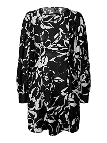 VERO MODA Women's VMPOLLIANA Inge LS Mini Dress WVN GA sukienka, czarna/AOP: Polliana, M, czarny/kolor: polliana, M