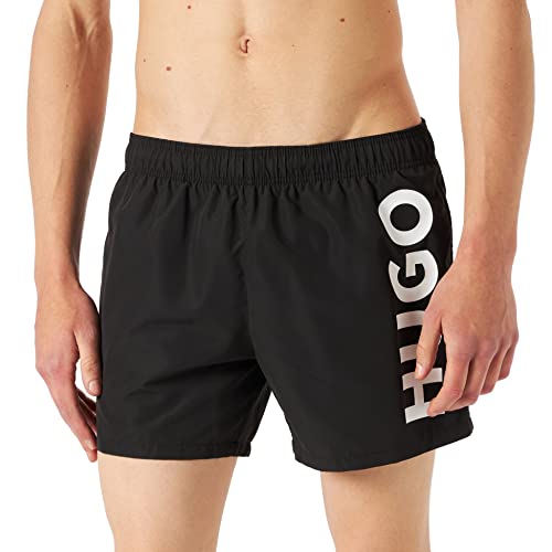 Hugo Męskie szorty kąpielowe ABAS szybkoschnące z tkaniny pochodzącej z recyklingu z podszewką wewnętrzną, New - Black1, XL