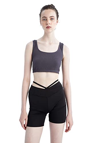 DeFacto Bralette koronkowy biustonosz damski – miękki i oddychający biustonosz (antracyt, M – L), antracytowy, M