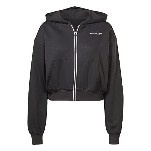 Reebok Damska bluza z kapturem ID Energy na zamek błyskawiczny, czarna, 2XL, Czarny, XXL