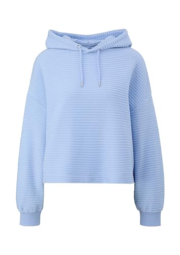 s.Oliver Sales GmbH & Co. KG/s.Oliver Damska bluza z kapturem i prążkowaną strukturą, niebieski, XXL
