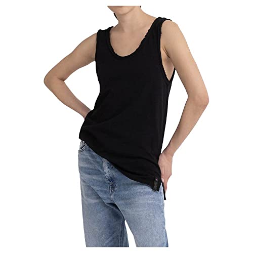 Replay Damska koszulka na ramiączkach W3794, 098 czarna, L, 098 BLACK, L