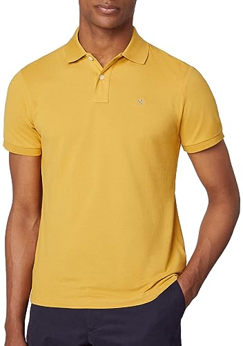 Hackett London Męska koszulka polo z logo Slim Fit, Żółty (musztardowy), XL